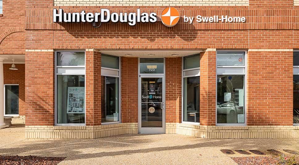 Swell-Home store exterior with the Hunter Douglas logo