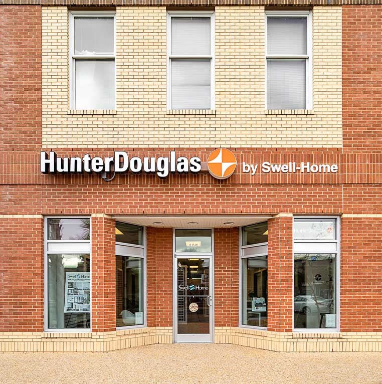Swell-Home store exterior with the Hunter Douglas logo